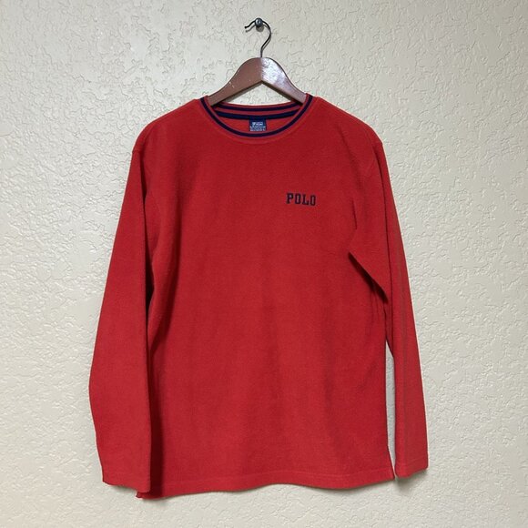 Polo Ralph Lauren Mens Vintage Crewneck Polo Sweater Red Size Large - Picture 2 of 7